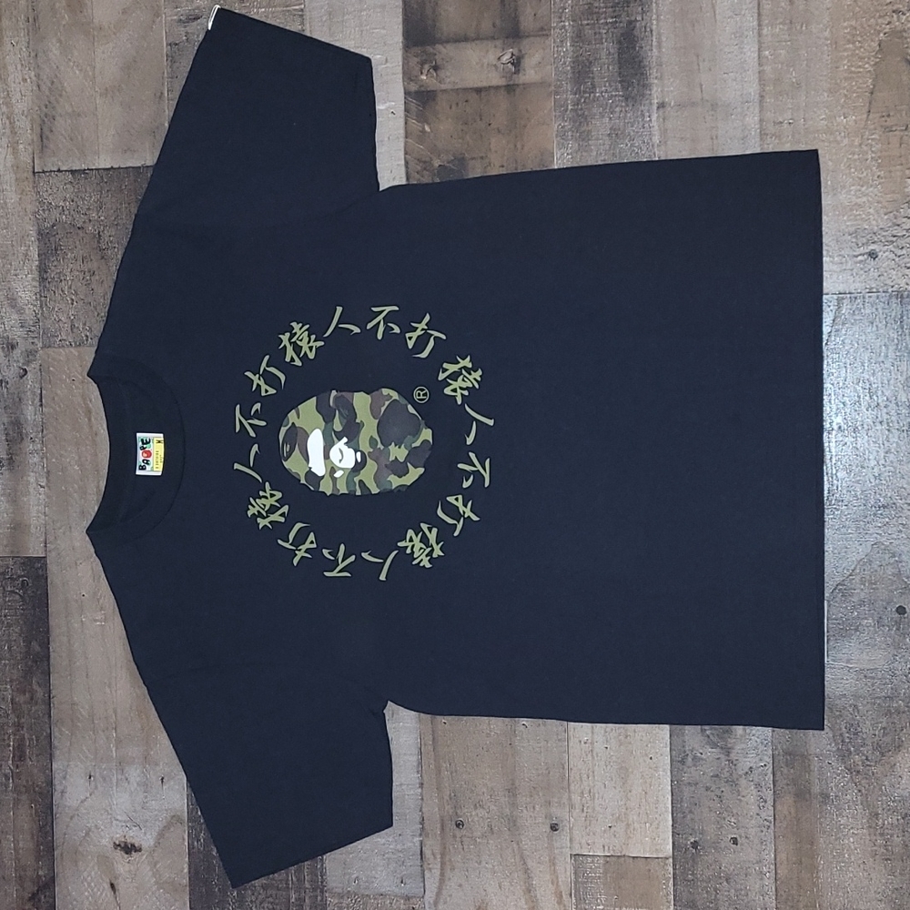 Bape 1st camo kanji logo tee black/green